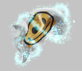 Fototapeta premium Smile, vector 3d flag in whirlwind of magical radiance