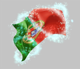 Portugal, vector 3d flag in whirlwind of magical radiance
