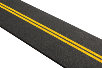 Asphalt road with two yellow lines