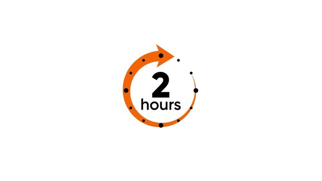 Orange Circular Arrow Icon Indicating Two Hours Time Limit With Black Dots 2 hours timer