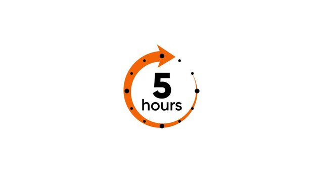 Orange Circular Arrow Icon Indicating Five Hours Time Limit With Black Dots 5 hours timer