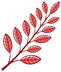 Fototapeta premium Stylized red leaves on a branch with a simple outline for design elements