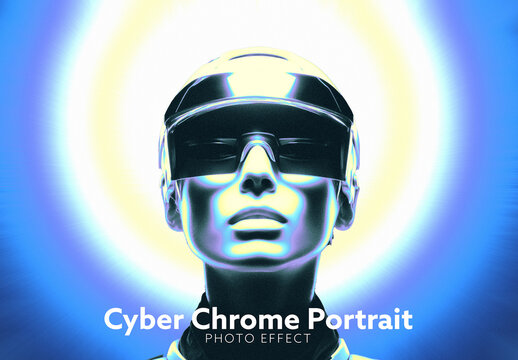 Cyber Chrome Portrait Photo Effect