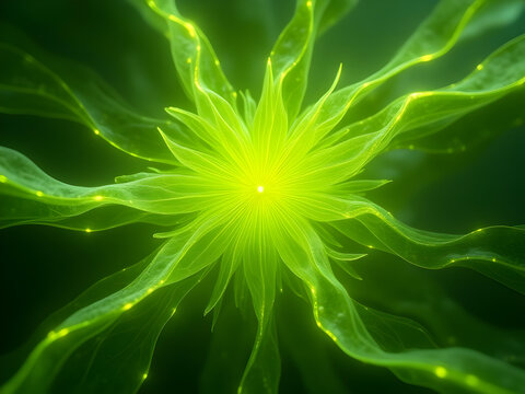 Photorealistic lime green plexus with fresh digital aesthetic, startup technology, innovation pitch presentation