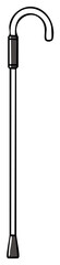 Stylized vector illustration of a classic walking cane, providing assistance and stability for individuals