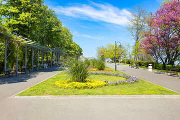 Alley at coastal park or sea garden, Burgas
