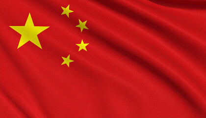 Flag of China with yellow stars on red background