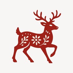 Fototapeta premium Festive red reindeer silhouette