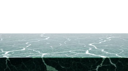 Empty green marble table isolated on transparent background