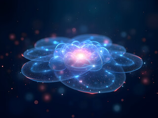 Ultra-realistic holographic plexus with iridescent glow, futuristic AI presentation theme, next-generation technology template