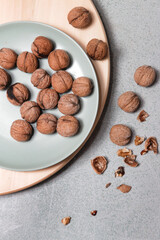 Close up of cracked walnuts	