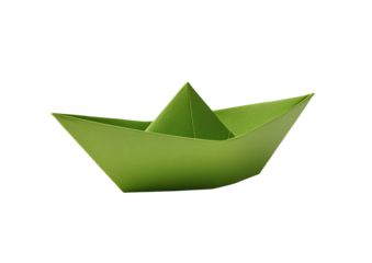 Light green paper origami boat