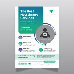 Modern healthcare services corporate print flyer template