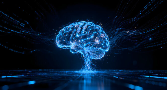 Digital Brain Neural Network with Data Connections and Artificial Intelligence Concept