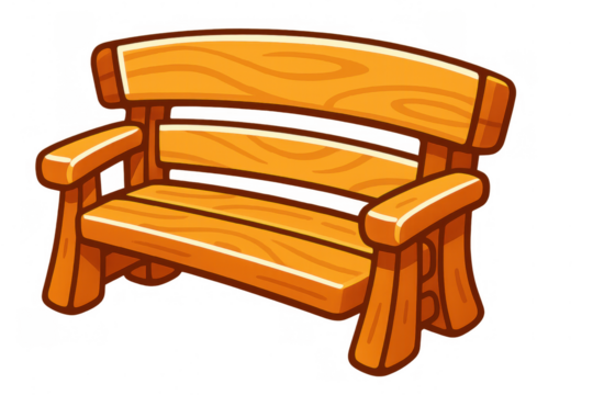 Wooden park bench vector illustration for outdoor furniture, relaxation, public spaces, and garden icons