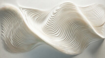 Abstract Waveform Composition with Geometric Lines and Warm Tones on White Background