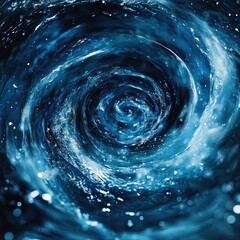 A swirling vortex of blue water, with the center showing as dark and surrounded by light