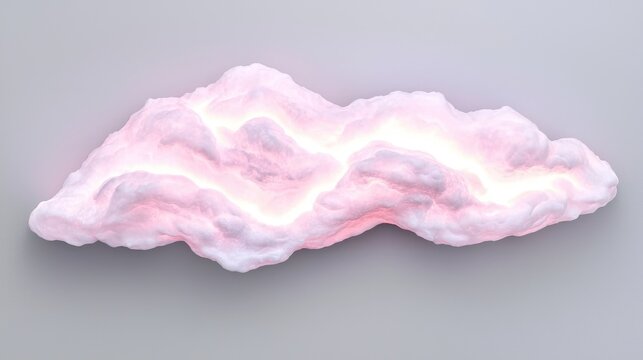 Glowing Pink Cloud Sculpture on Minimalist Gray Background: Modern Art and Design