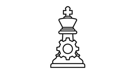 Chess king with gear symbolizes strategy, precision, and the integration of technology in decisionmaking