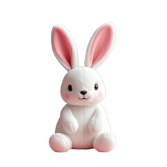 Fototapeta premium Cute white plush bunny with pink ears and blushed cheeks