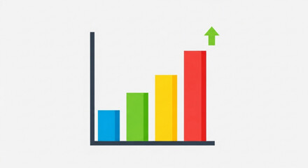 A bar graph showing an upward trend with a green arrow pointing up, indicating growth and success