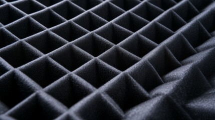 Fototapeta premium Close-up of Black Acoustic Foam Panels with Textured Pyramid Design for Soundproofing