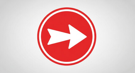 A red circle with a white arrow pointing to the right, indicating direction and movement