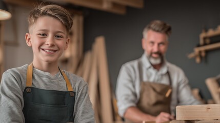 Father and son working together in their family workshop. A craft passed down through generations. Building a legacy of skill and tradition.