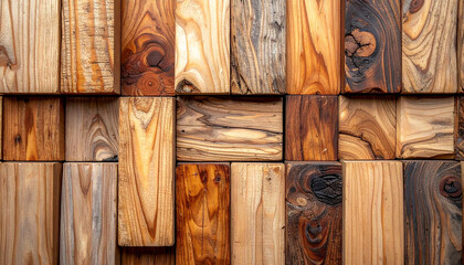 Close-up of wooden planks with varying textures and finishes