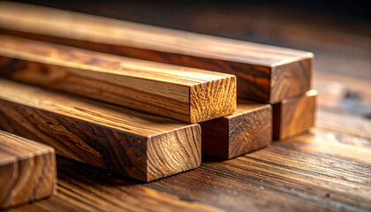 Close-up of wooden planks with varying textures and finishes