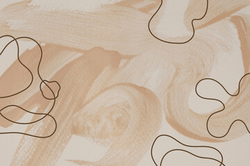 Elegant beige painted canvas with flowing minimalist line art for modern branding and stylish backgrounds, versatile for social media and website design