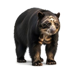Fototapeta premium Spectacled Bear Isolated on White Background in Warm RGB (100,90,0) Tones