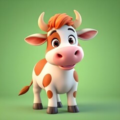 Cute Cartoon Cow Farm Animal Illustration