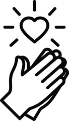 Obraz premium Hands clapping appreciation with heart icon vector illustration design eps silhouette