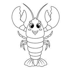 Cute Cartoon Lobster Silhouette Line Art Illustration