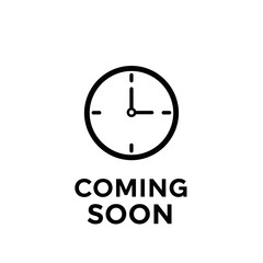 Minimal Clock Icon with Coming Soon Text Silhouette