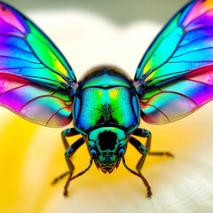 Closeup Dorsal View of a Metallic Green and Purple Beetle isolated on transparent background Closeup Dorsal View of a Metallic Green and Purple Beetle isolated on transparent background
