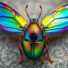 Closeup Dorsal View of a Metallic Green and Purple Beetle isolated on transparent background Closeup Dorsal View of a Metallic Green and Purple Beetle isolated on transparent background