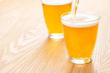 グラスに注いだノンアルコールビール