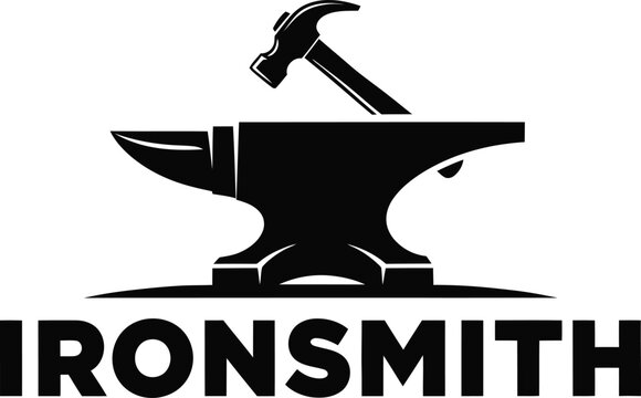 Ironsmith logo design blacksmithing metalwork forging anvil hammer craft eps silhouette