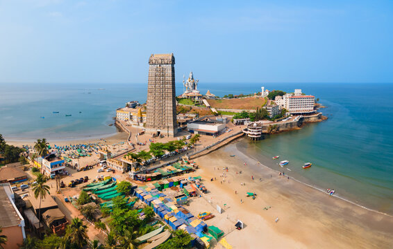 Murudeshwara Temple aerial panoramic view in India