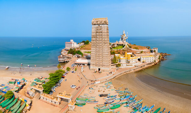 Murudeshwara Temple aerial panoramic view in India