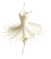 A milk splash resembling a delicate ballerina's tutu, with fine droplets extending outward in a circular pattern.