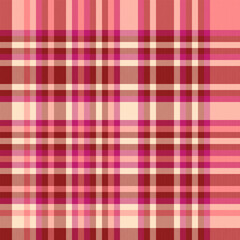 T-shirt texture check fabric, idea textile tartan vector. Internet plaid background pattern seamless in red and pink colors.
