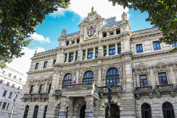 Naklejka premium The facade of an old and beautiful building in Madrid