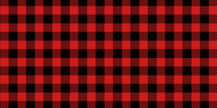 Red and Black Lumberjack Buffalo Plaid Seamless Pattern