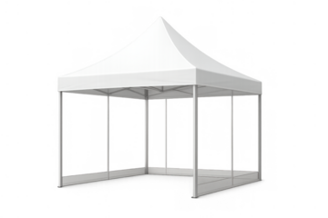 White event tent for outdoor marketing and celebration, featuring a pop-up gazebo design with transparent background