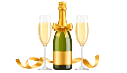 A single bottle of green wine or white champagne, closed with a cork and isolated on a white background