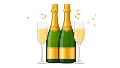 A single bottle of green wine or white champagne, closed with a cork and isolated on a white background