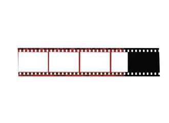Old 35mm filmstrip roll, isolated black and white photograph negative frame border illustration